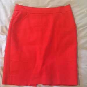 Red J. Crew Factory Pencil Skirt